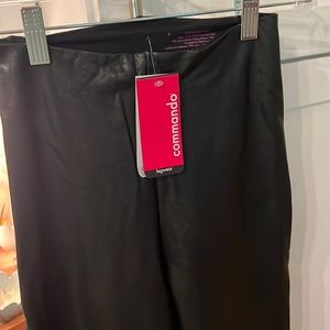 NWT Commando Vegan Leather Feather Crop Leggings in Black Sz. S
